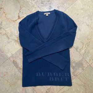 Burberry Blue V-Neck Sweater